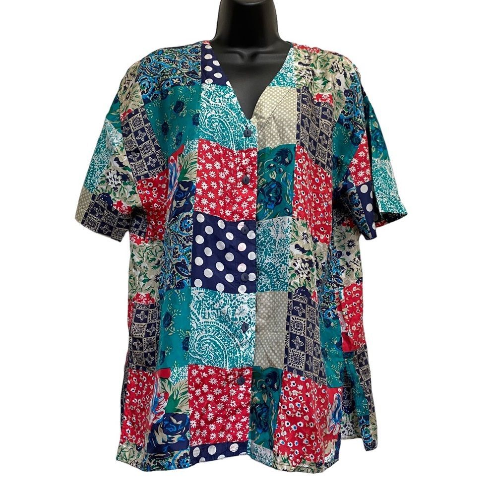 Vintage Silk Exchange Patchwork Print Bohemian Si… - image 2